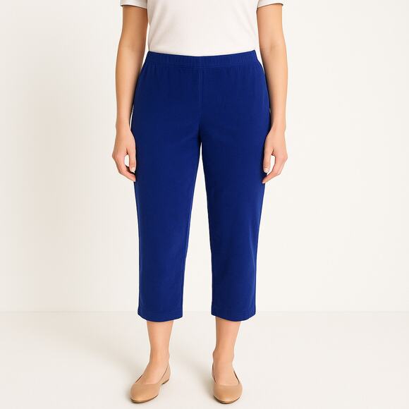 Chico’s Travelers Pull On Elastic Waist Blue Crop High Rise Pants 3 or XL NWT - Picture 1 of 7
